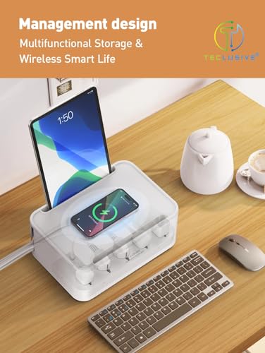 Image of T Teclusive 2500W Power Strip Extension Box with 30W Type C USB Ports / 15W Wireless Charging | 5 Sockets with PD QC Fast Charging | Multi Port Power Socket Extension Cord Organizer - USB 30W Max.