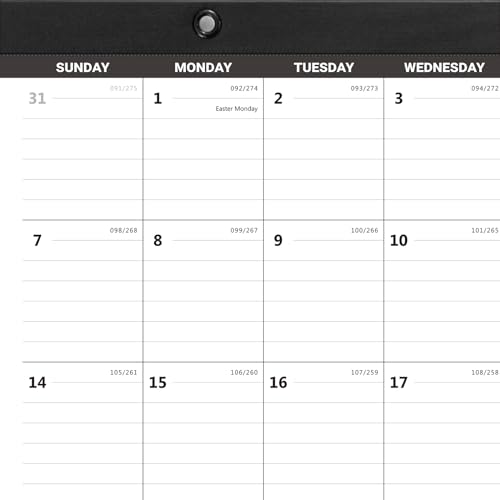Nekmit Desk Calendar 2024-2025, Yearly Monthly Desk Pad Calendar, Wall Calendar for Planning, Ruled Blocks, Black - Image 4