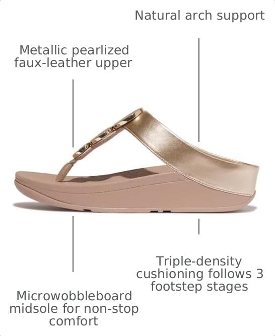 Image of FitFlop Halo Bead-Circle Metallic Toe-Post Sandals