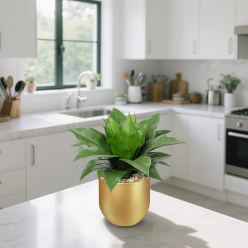 Arborus Artificial Agave Plants in Gold Pot 26cm Fake Agave Plant in Metal Pot Small Indoor Plant Faux Greenery Decorative Plants with Realistic Leaves for Home Office Shelf Desk Bathroom Decor - Cosy Home Interiors Arborus Artificial Agave Plants in Gold Pot 26cm Fake Agave Plant in Metal Pot Small Indoor Plant Faux Greenery Decorative Plants with Realistic Leaves for Home Office Shelf Desk Bathroom Decor - Image 3