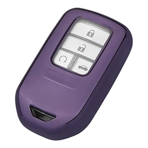 TANGSEN Smart Key Fob Case Purple TPU Protective Cover Compatible with HONDA ACCORD HYBRID CIVIC CROSSTOUR CR-V CR-Z FIT HR-V ODYSSEY EX-L TOURING ELITE RIDGELINE 3 4 5 6 7 Button Keyless Entry Remote