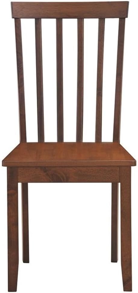 Pemberly Row Contemporary Rubber Wood Dining Chairs, 36.5" H x 15" W x 17" L, Walnut Finish, Ergonomic High Spindle Back, Lightweight Durable Set of 4 for Dining Room or Reception Area