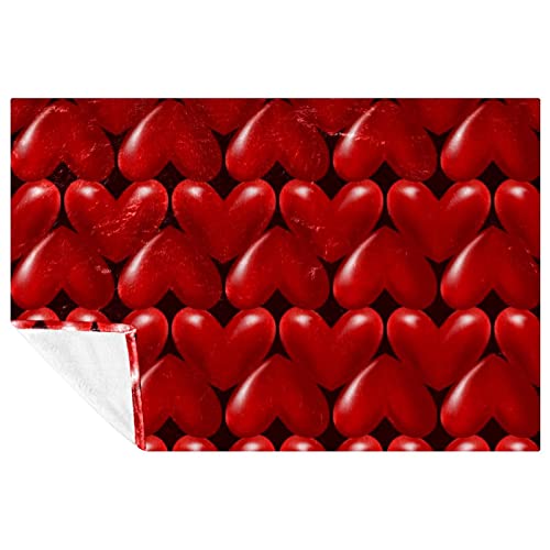 Couverture douce motifs cœurs rouges 3D pour lit et canapé 150x100cm - 2