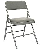 XL Series Fabric Upholstered Folding Chair (4 Pack) - Heavy Duty 1.25' Thick Padded Seat and Back,...