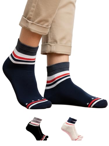 Image of Orbit Ankle Length Socks for Men |Made With Durable & Breathable Cotton | Ideal for Gym, Running, Office | 3 Pair -Multicolor