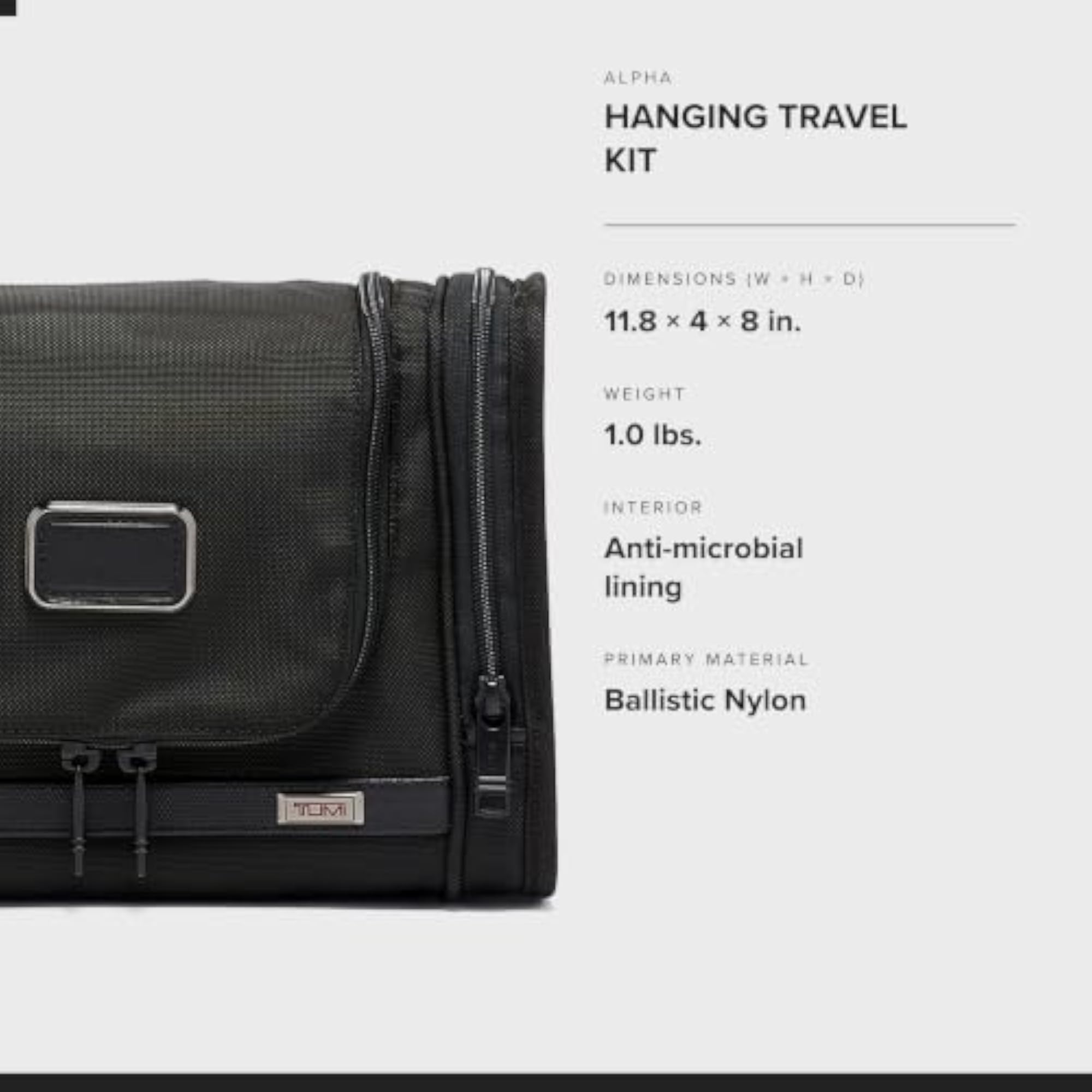 Hanging Travel Kit Toiletries Organizer, Black