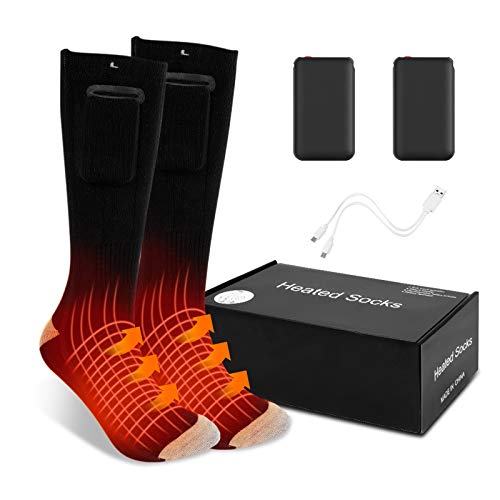 MOSINITTY Chaussettes thermiques rechargeables, 9 heures, chauffe-pied complet, 3 modes de chauffage, mode + cachemire, double couches, chauffe-pieds, imperméables pour le ski, le camping Cover