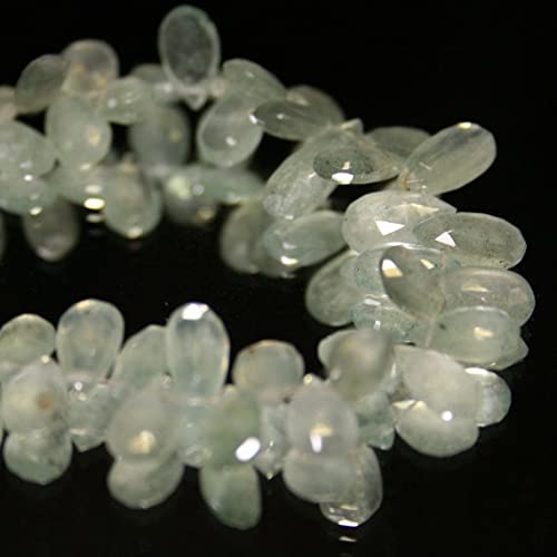 Aigue-marine mousse poire facettée pour remplacer vos perles ternes