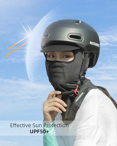 ROCKBROS Polaina de pescoço refrescante com proteção UV de seda gelada balaclava, Preto 4, Tamanho Ú