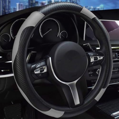 Auto Lenkradbezug Für Subaru Forester (ab 2024) 2025-2026, Leder Fahrzeug Lenkradabdeckung Rutschfester Autozubehör Lenkradschutz Lenkrad Bezug Lnterieur Zubehör,C/Black-Grey