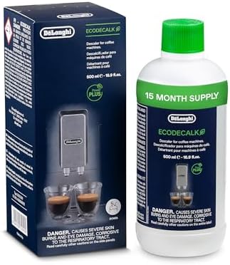 De'Longhi EcoDecalk Descaler DLSC500, 5 Decalcification Doses, Coffee Machine Descaler, Coffee Machine Maintenance Accessory, Plant-Based Ingredients, Bottle with 5 Doses, 500ml