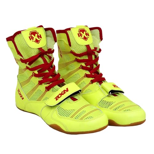 Image of RXN Boxing Shoes for Men and Women Lace Up Non Slip Rubber Sole Lightweight Mid High Top | Knockout High Top Boxing Boots for Men & Women