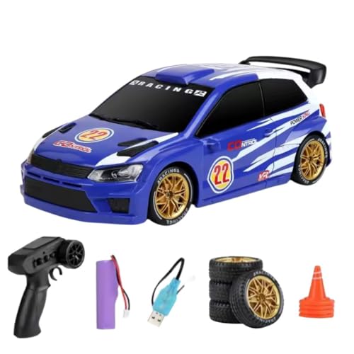 Image of Rc Drift Remote Control Car 1:24 Scale, High-Speed, 4Wd, Led Lights, Rechargeable Racing Car, Drifting Tires, 2.4Ghz, for Kids (1:24 RC Drift - Blue)