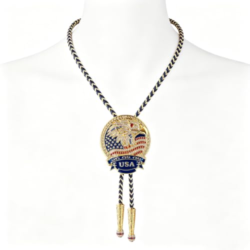 Image of GelConnie Bolo Ties for Men Women Western Cowboy Tie Mens Western Necklace Leather Necktie Gold Bolero Tie Cowboy Necklace