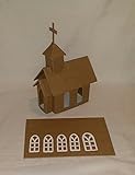 Putz Style Little Village Cardboard Church with Flicker Light Hole