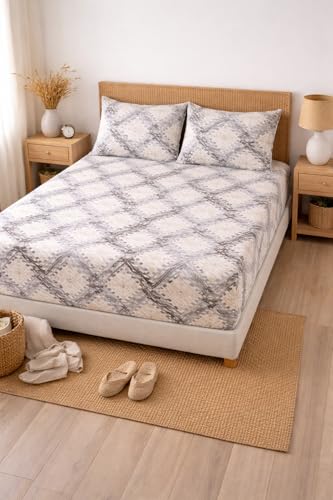 Image of AAZEEM Microfibre Double Bedsheet 100% Microfibre Full Size Sheets Set, Soft & Comfy Thick Full Fitted Bed Sheets Set, Machine wash | White |Bedsheet Size -90 X 100 Inches Pillow 17 X 27 Inches |