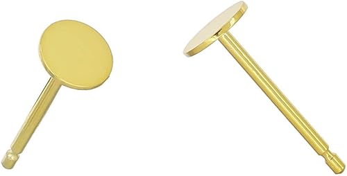 Miniatura 1 de Adabele SS67-3 - 10 pares de aretes de plata de ley chapados en oro real, pin de 0.028 in, 0.118 in (0.12 pulgadas), tablero plano pequeño con