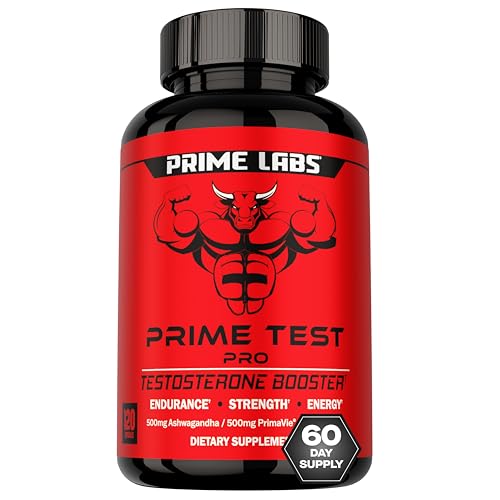 Image of Prime Labs Prime Test Pro - Testosterone Supplement for Men - Test, Vitality, & Energy Booster - with Ashwagandha, PrimaVie Shilajit Extract, & DIM - 120 Capsules