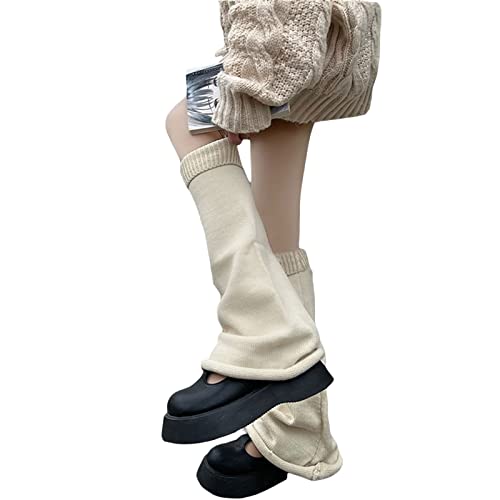 Pengnight Womens Cable Knit Long Socks Leg Warmers Japanese Harajuku Kawaii Boot Socks (Beige , One Size ) #TOP4