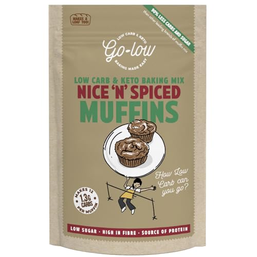 GO-LOW Nice n Spiced Muffins - Low Carb - Keto - Sugar free - 1.3g carbs per serving | Diabetic-Friendly | Almond Flour | Gluten Free | Vegan | Paleo | Wholefood Ingredients.