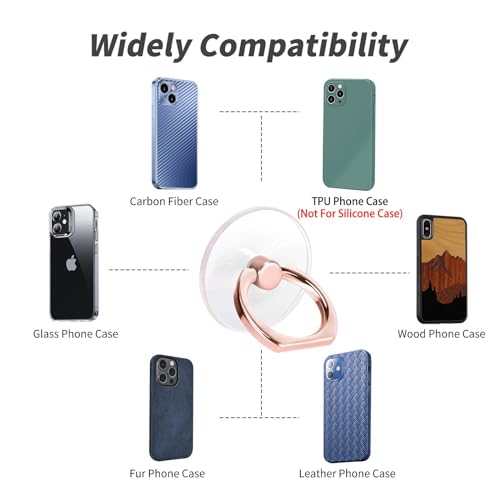 Image of 4 Pack Jsoerpay Cell Phone Ring Holder, Transparent Phone Ring 360Rotation Finger Ring Stand, Clear Phone Ring Finger Kickstand Compatible with Most of Phones, Tablet and Case (2Silver+2Rose Gold)