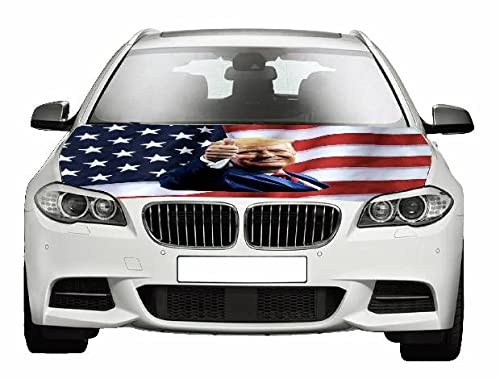 Trump Flag Car Hood Cover Smlng 2024 MAGA Slp-On Washable Elastc - View #4