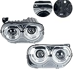 KARPAL Halogen Headlight HeadLamp Assembly Compatible With 2015-2020 Dodge Challenger CH2502267 CH2503267 Front Left LH Driver + Right RH Passenger Side