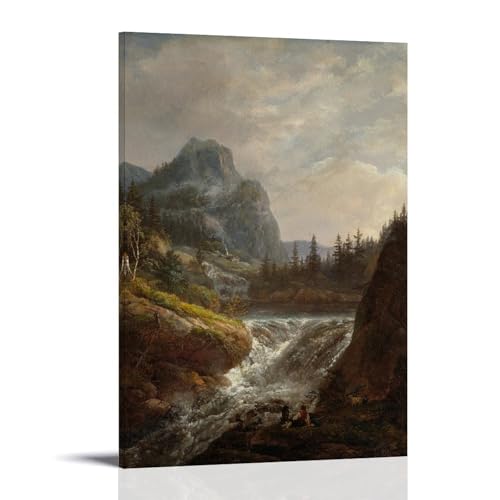 Impression d'art paysage norvégien J.C. Dahl 1822 pour déco murale romantique sur toile 20x30cm