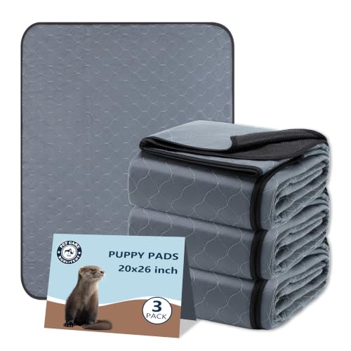 Bunlitent Washable Pee Pads for Dogs, 20 x 26, 3 Pack, for Small Animal