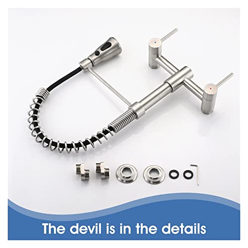 Faucet 3 Functions Wall Mounted Bridge Kitchen Faucet, Kitchen Sink Fauce Faucet For Kitchen Sink Double Handle Kitchen Sink Faucet With Pull Out Sprayer For Farmhouse Camper Laundry Sinks (Color : S #TOP4