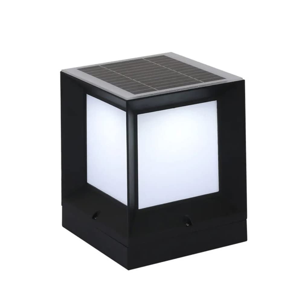 Lampe solaire étanche aluminium noir pour mur extérieur moderne