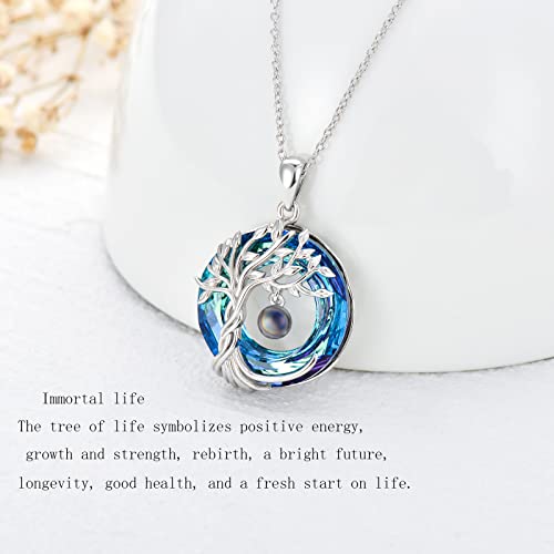 Toupop Gifts For Women Personalized Gifts Custom Color Photo Necklace Sterling Silver Tree Of Life Pendant Necklace Picture Jewelry Gifts For Women Girls Friend Birthday #TOP2