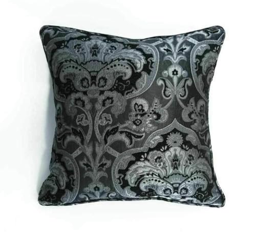 Image of Georgia Modern Jacquard Chenille Curtains, Fully Lined with Pencil Pleat Panels for Timeless Elegance” (Dark Grey, Cusion Covers(23" x 23"))