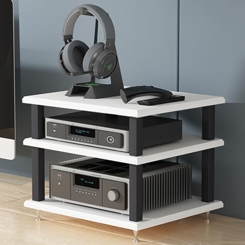Scaffale angolare a 4 ripiani AV per centro di intrattenimento, elegante espositore per console di gioco, ricevitori stereo e giradischi, soluzione perfetta per il soggiorno