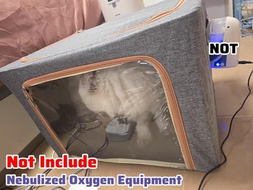 Oxygen Therapy Box for Pets - Foldable Inhalation Atomization Nest for Small Animals, ICU Cage for Dogs, Cats, Hamsters - Cough & Breathing Treatment (22L)