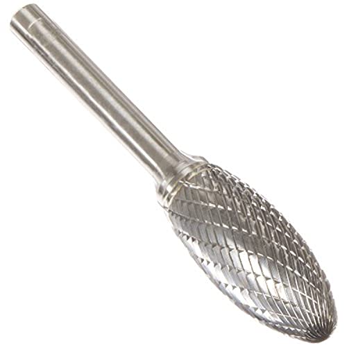 Image of Drill America SH-6 Carbide Burr /Rotary File Flame Double Cut for Die Grinder 5 /8 inch Dia. x 1-7 /16 inch Cut Length with 1 /4 inch Shank and 3-3 /16 inch Overall Length, DUL Series