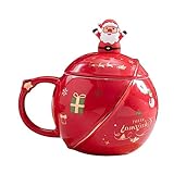 Tasse à boisson en céramique: la tasse avec couvercle et cuillère est en céramique et a un, le produit a une apparence exquise, une tasse à boire de noël