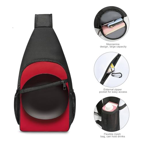Bolso cruzado pequeño para mujer y hombre rojo y negro miniatura 4