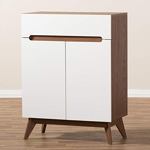 Baxton Studio Calypso Storage Shoe Cabinet In White And Walnut #TOP7