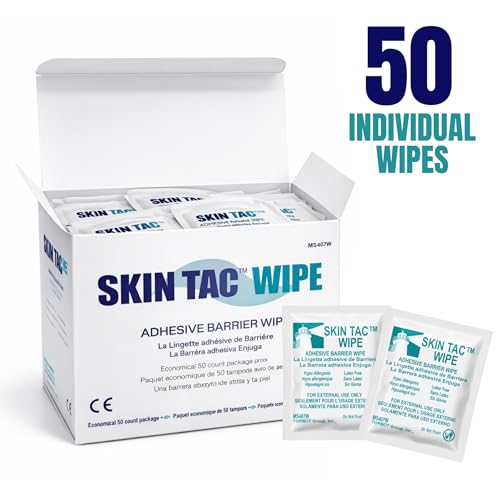 Image of Torbot IM074407W314832 Group Inc Skin Tac inchH inch Adhesive Barrier Prep Wipe, Liquid Form, Latex-Free, Hypo-allergenic (Box of 50 Each), (Pack of 2)