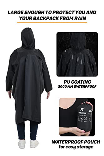 Image of ROCKSPORT Unisex Hooded Rain Poncho for Adult, Polyester Waterproof, lightweight,Reusable& Packable, long sleeve, One Size Fits Most, Free Size