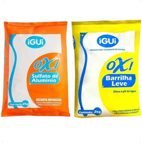 Barrilha pH+ 2kg E Sulfato De Alumínio 2kg Igui Para Piscinas Fib...