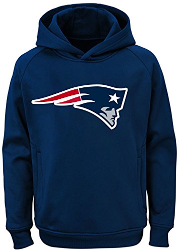 Outerstuff NFL Kids Youth 8-20 Official Team Color Polyester Performance Football Primary Logo Pullover Sweatshirt Hoodie - New England Patriots Navy - Large 14-16