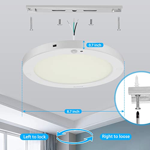 Youtob Motion Sensor LED Ceiling Light 15W 1100LM Flush Mount Round Lighting Fixture for Stairs Porches, Closets, Basements - Image 4
