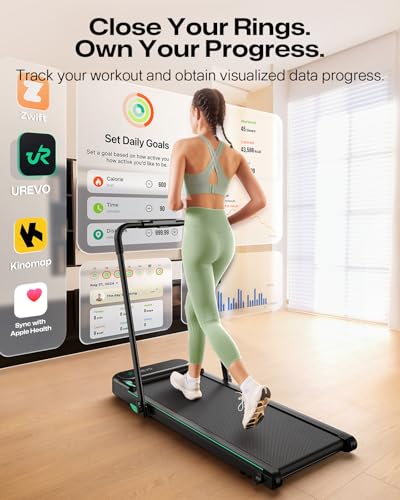 Image of UREVO Strol 2E Smart 2-in-1 Folding Treadmill, Compact Walking Pad with Safety Handle, Plug and Play, Standing Desk Treadmill with Dual LED Display, Smart APP, Walking or Running for Home