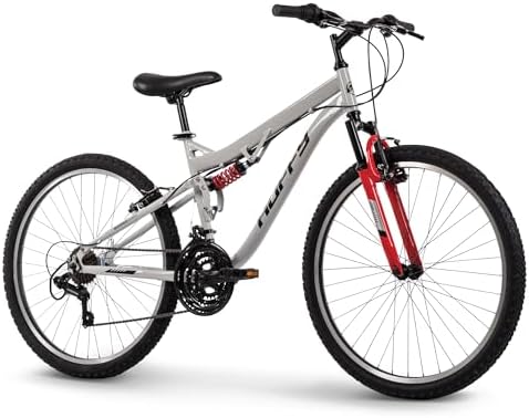 Huffy Stone Mountain Mens 26 Inch Mountain Bike, Cloudy Grey Gloss Frame, 21-Speed Shimano Twist Shifting, Dual Suspension, Comfort Saddle | 20"/24"/26" Sizes, 6-21 Speeds, Dual Suspension Available |