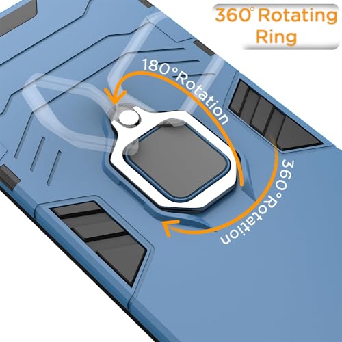 Image of Pikkme Back Cover for iQOO Z7 Pro 5G | 360 Protection | Ring Holder | Kickstand | Tough Armor Case (Blue)