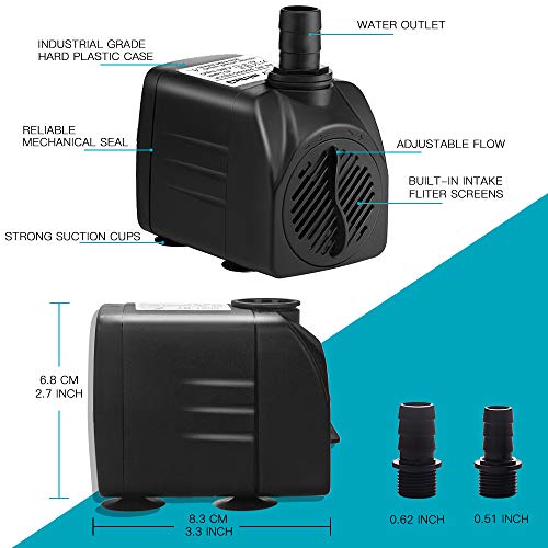 Miniatura 2 de Bomba Sumergible, Cadrim Bomba De Agua Para Acuario,1200l H 220-240v 50hz 25w Bomba De Acuario,Estanque, Fuente, Natación, Sin Ruido 1200ml