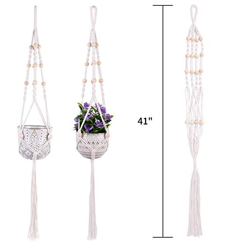 Wandering Nature Macrame Plant Hanger And Hooks Indoor Hanging Planter Basket With Wood Beads And Tassels Decorative Flower Pot Holder For Indoor Outdoor Boho Home Decor Gift 39 Inch #TOP2