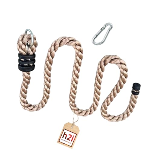 h2i Kletterseil für Kinder | Klettertau ohne Knoten | Seil zum Klettern für Spielturm, Baumhaus & Kletterturm | Seil inkl. Sicherungsring & Karabiner | Outdoor Kletterspielzeug | Länge 2 m